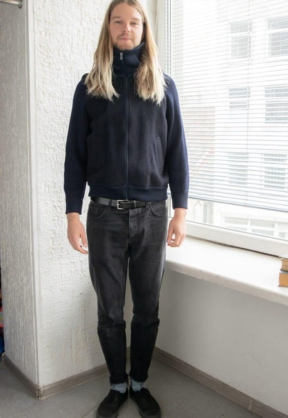 Vintage 80's Navy Wool Bomber Style Jacket - Etsy Israel