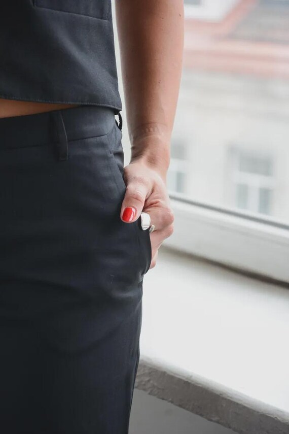 Vintage HELMUT LANG Black Thin Wool Trousers - Etsy Israel