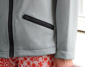 Vintage 80's Greyish/blue Minimalist High Collar Jacket UK