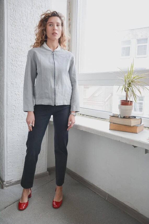 DRIES VAN NOTEN Grey Cotton Bomber Jacket - Etsy