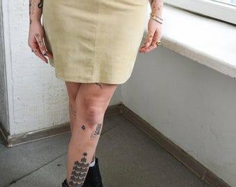 Vintage beige suède minirok