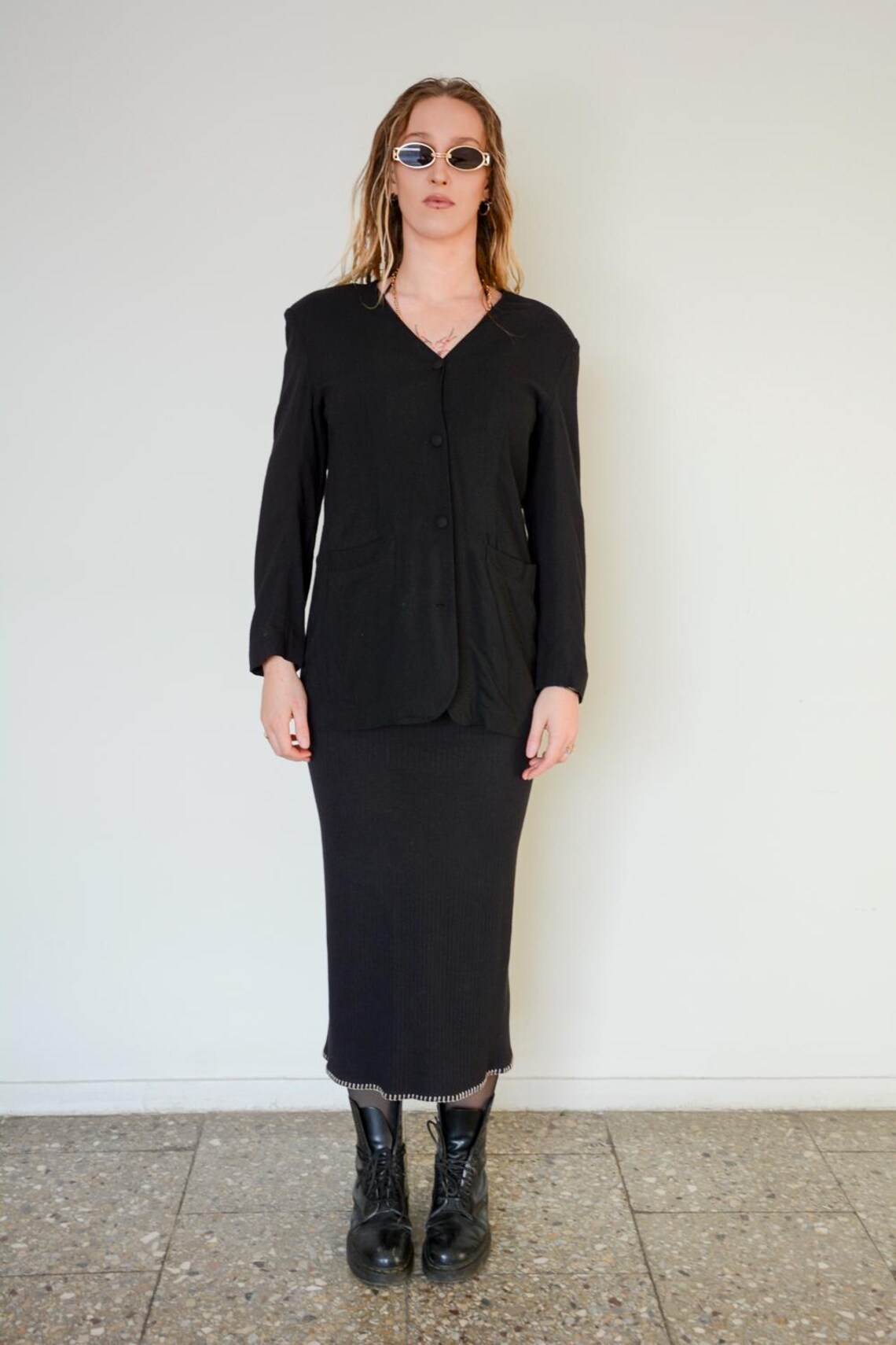 Vintage Long Fit Black Blazer, foto 1 di 4