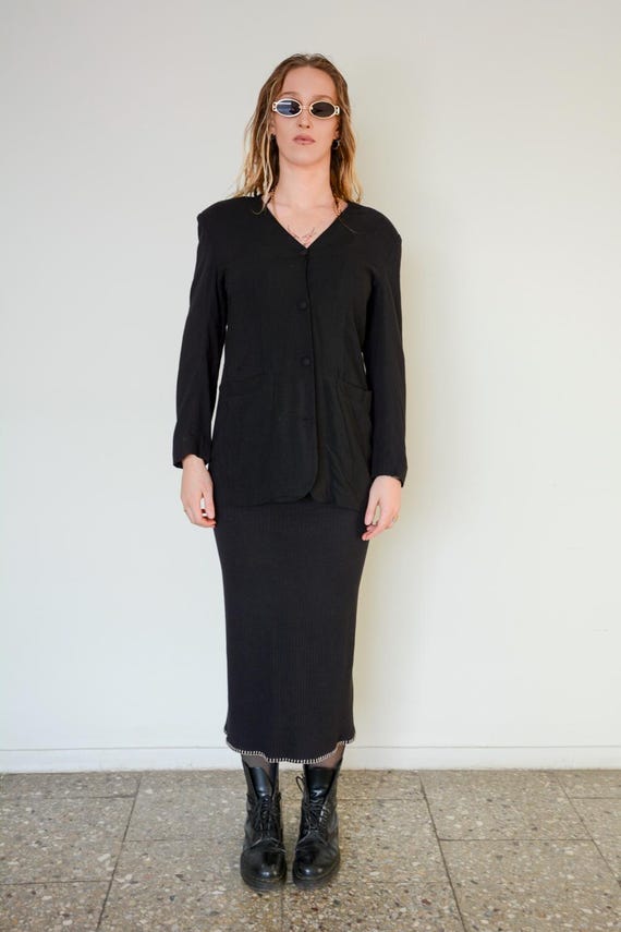 Vintage Long Fit Black Blazer