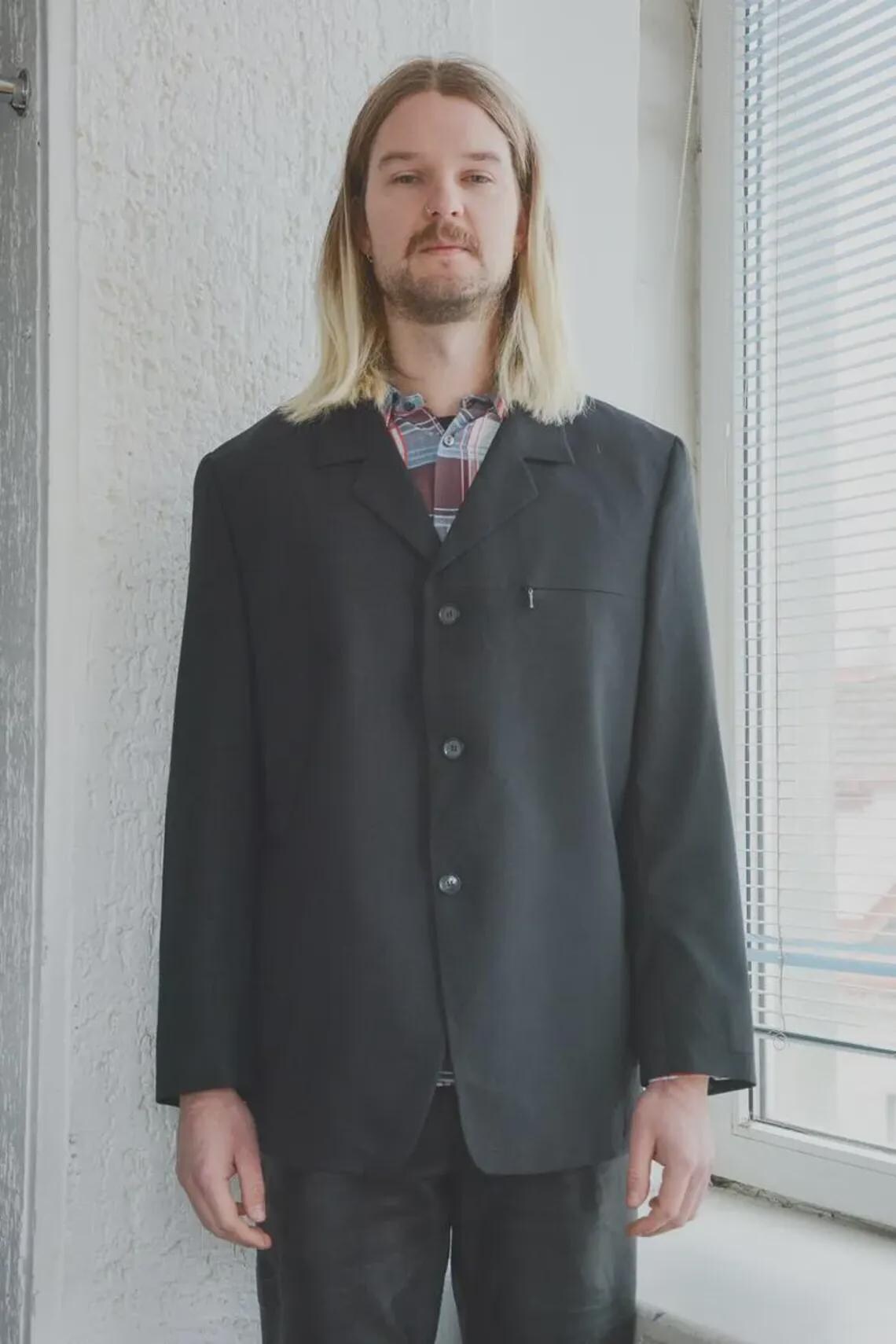Vintage Modern Black Wool Blazer Jacket, foto 4 di 4