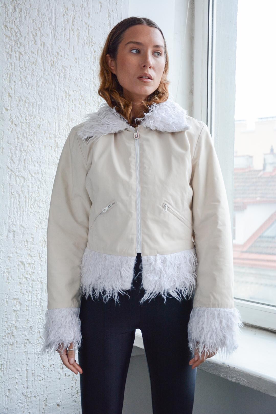 ジャケット・アウター Diesel archive TRIMS FAKE FUR Y2K Faux Fur Women's Y2K Diesel Faded Bomber Jacket Size M Distressed