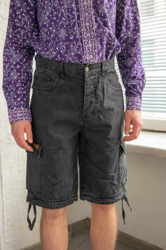 denim cargo shorts