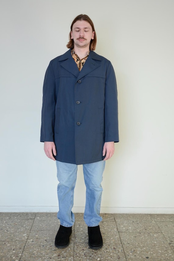 Vintage Classic Navy Blue Trench Coat