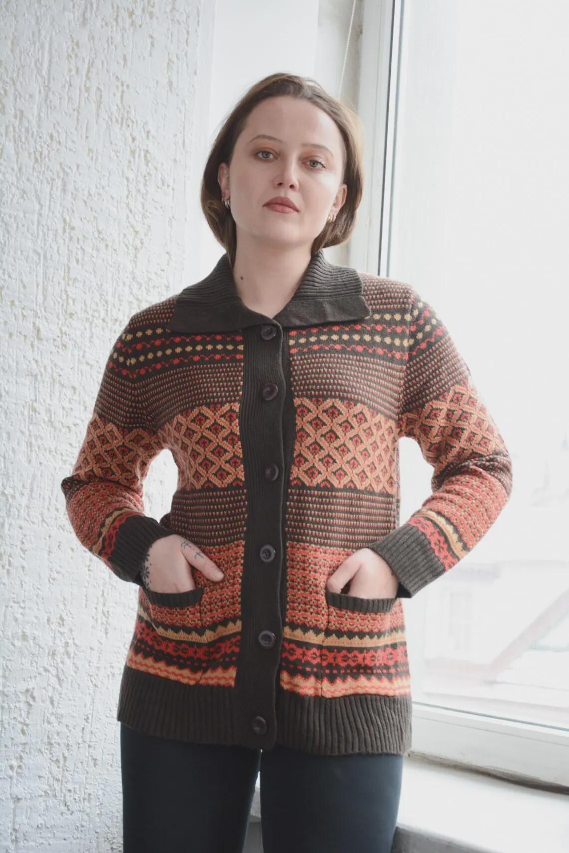 Vintage Brown Bohemian Cardigan, foto 2 di 4