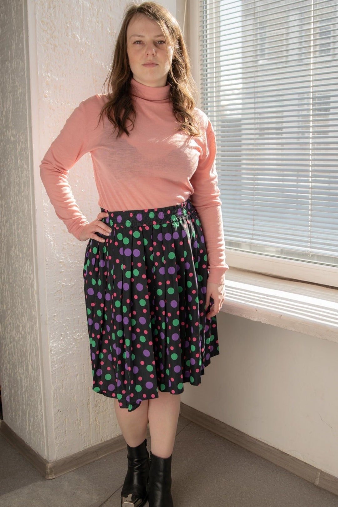 Black pleated mini skirt 80s cheap
