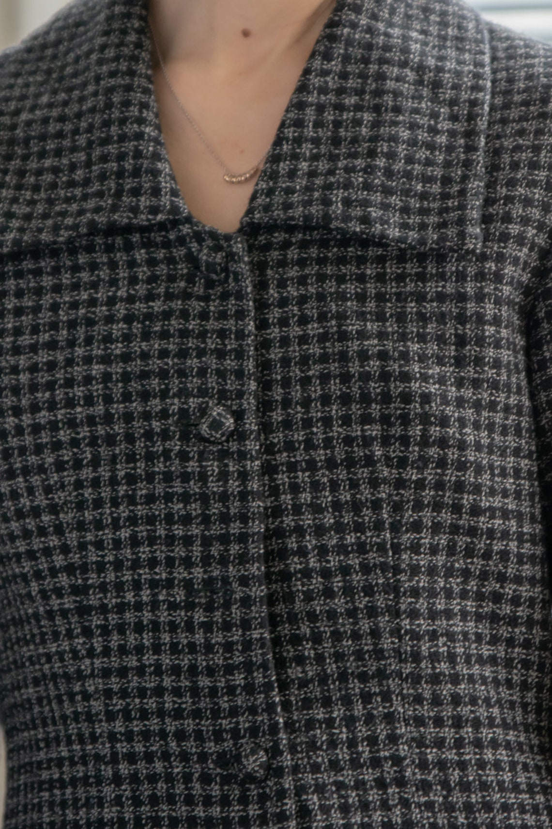 Vintage 80's Black Checked Blazer, foto 3 di 3