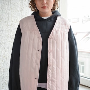 Gillet fino acolchoado rosa pálido vintage