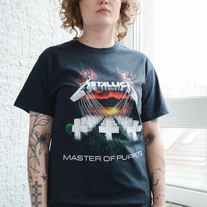 Y2K METALLICA Master of Puppets European Tour '86 zwart katoenen T-shirt