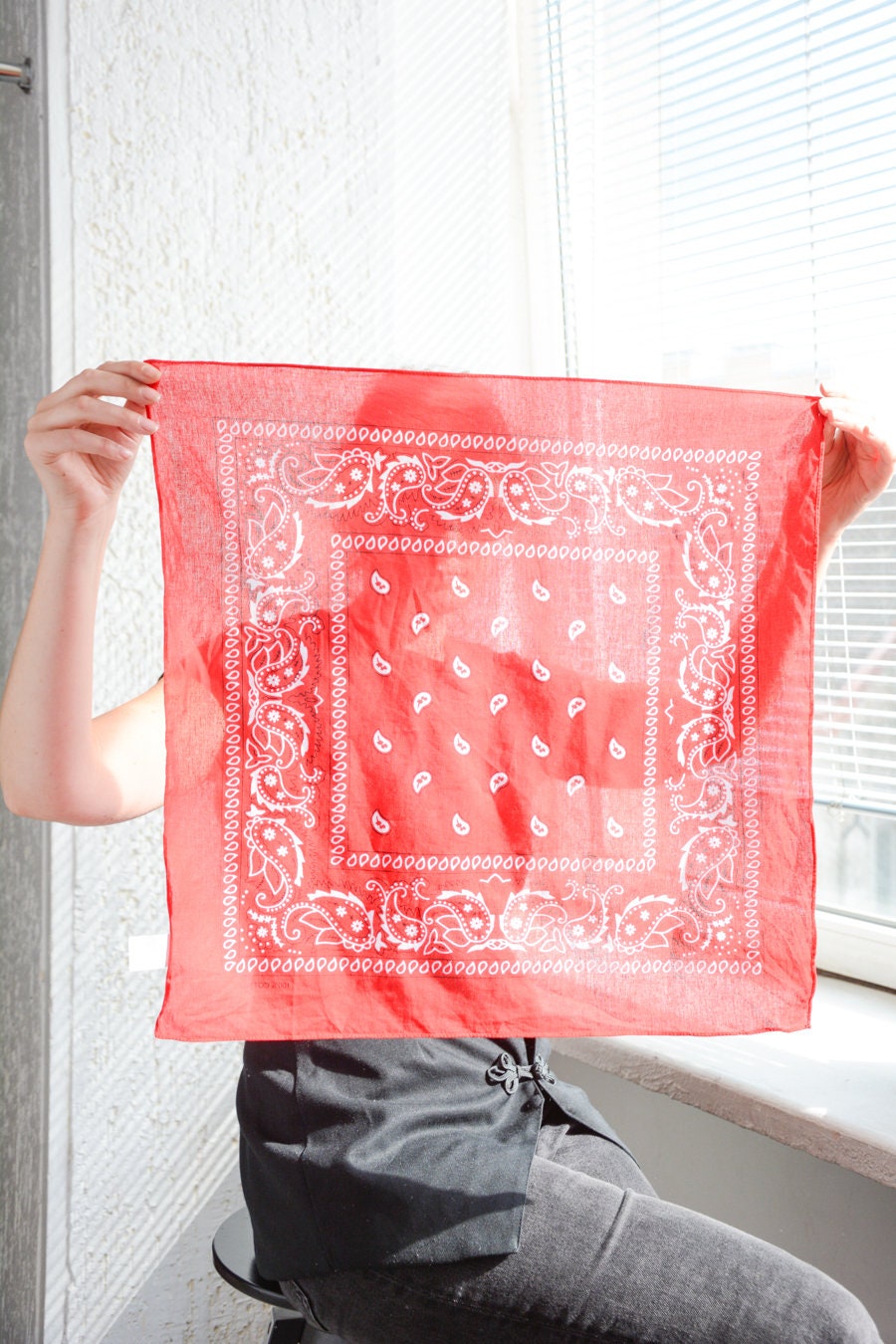 Vintage Y2K Red Paisley Print Bandana Scarf - Etsy
