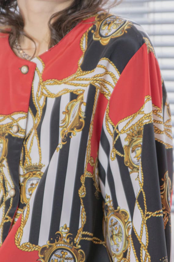 Vintage Multicolour Patterned Blouse - image 2