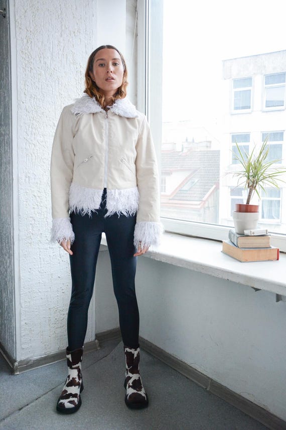 Vintage Authentic Cream Faux Fur Trim DIESEL Jacket - Etsy