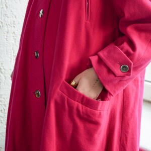 Vintage 80's Magenta Pink Wool Parka Coat imagem 4