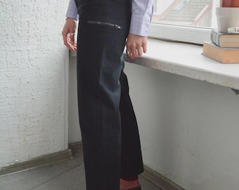 Vintage Black Cargo Soft Cotton Trousers