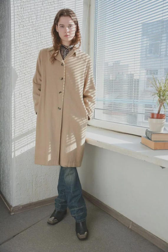 Vintage Classic Beige Wool Blend Coat