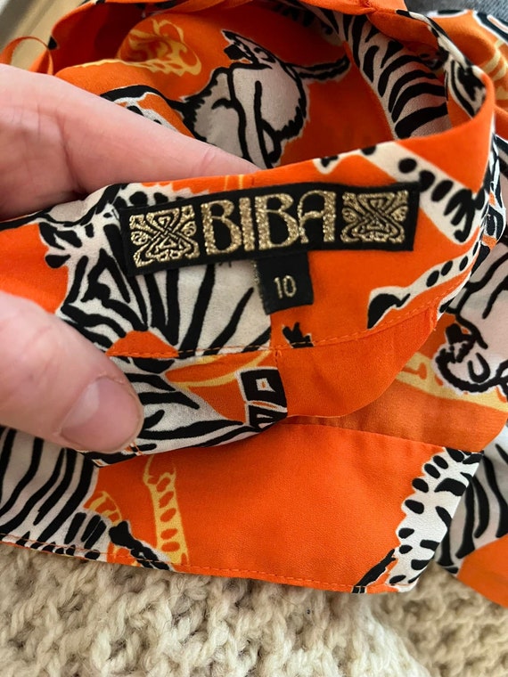 Vintage 80's Orange Tiger Print mini BIBA Dress - image 4