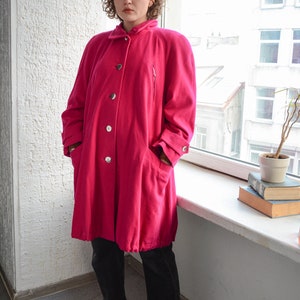 Vintage 80's Magenta Pink Wool Parka Coat imagem 2