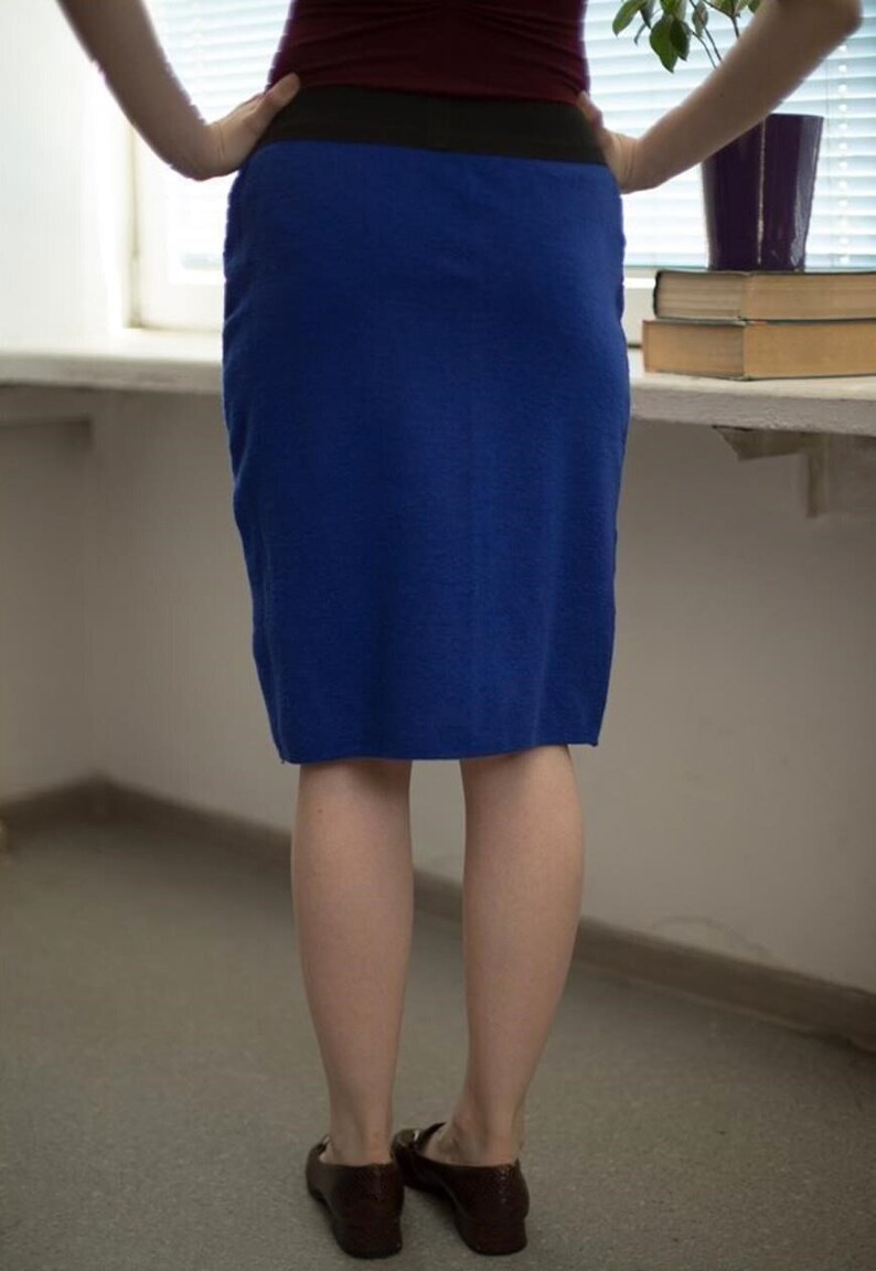 Vintage 90/'s Blue Wool Skirt