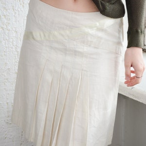 Vintage Y2K Cream Linen Pleated Mini Skirt image 4