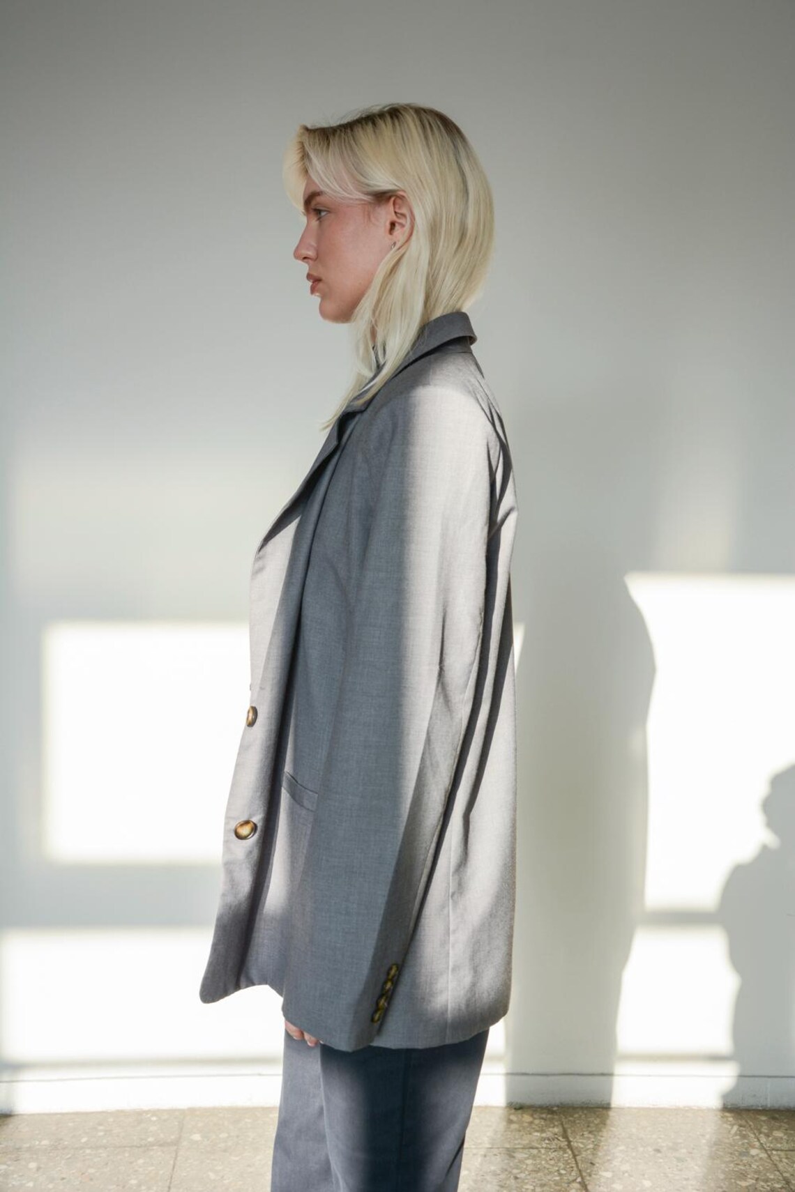 Vintage Classic Grey Blazer Jacket, foto 2 di 5