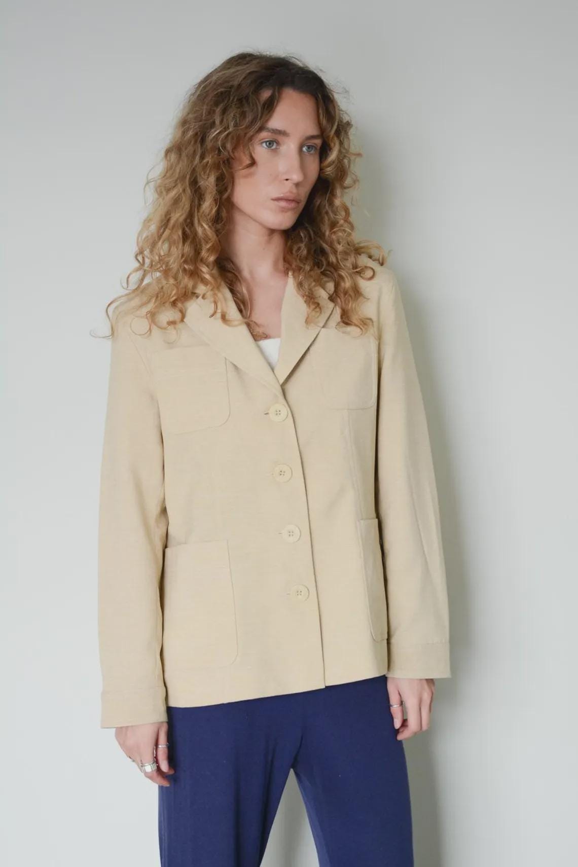 Vintage Beige Blazer Jacket, foto 4 di 5