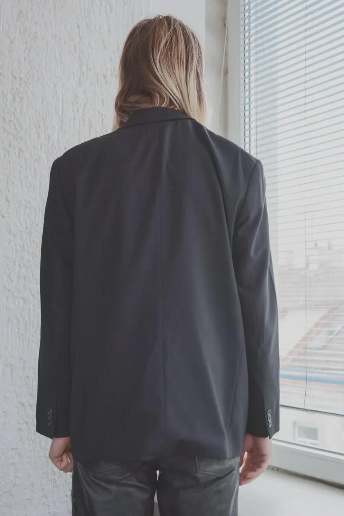 Vintage Modern Black Wool Blazer Jacket, foto 3 di 4