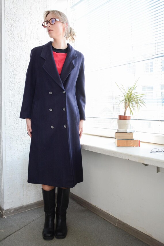 ヴィンテージ ネイビーブルー ウール ダブルブレスト コート - Etsy 日本