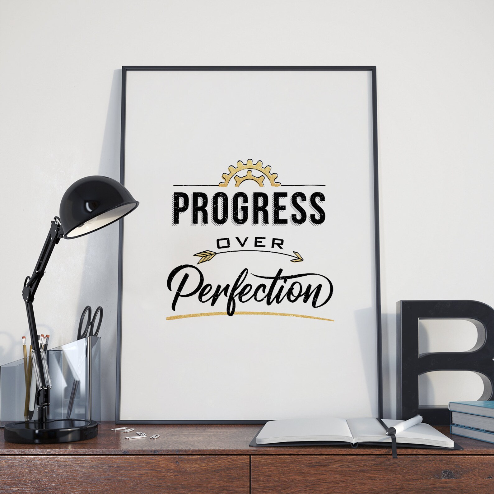 Progress Over Perfection Motivational Printable Wall Art Etsy