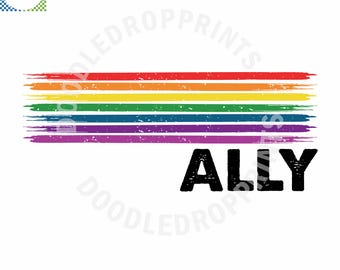 Proud Ally Equality SVG, Rainbow Pride PNG, LGBTQ Month Sublimation Design (Digital Download)