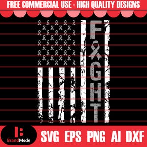 Brain Cancer Fight USA Flag Svg, Cancer Ribbon Svg, Brain Cancer Awareness SVG, GREY Cancer Ribbon svg, svg cut file for Cricut Silhouette