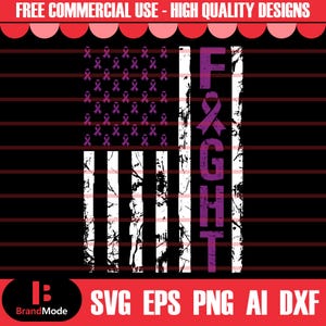 Pancreatic Cancer Fight USA Flag Svg, Cancer Ribbon Svg, Pancreatic Cancer Awareness SVG, PURPLE Cancer Ribbon svg, svg cut file for Cricut