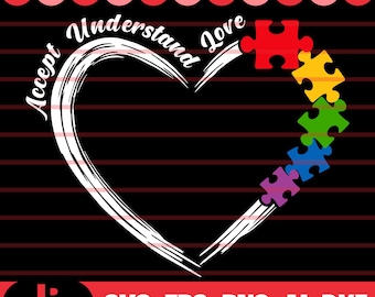 Autismo Svg, Autismo Png, Rompecabezas de Concienciación sobre el Autismo con Corazón Svg, Concienciación sobre el Autismo Svg, Espectro Autista Svg, Rompecabezas de Corazón Svg, Mamá con Autismo Svg