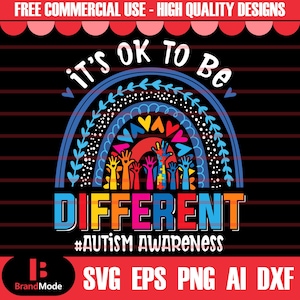 It&#39;s Ok To Be Different Svg, Autism Rainbow, Autism Awareness, Mental Health, Puzzle Piece Svg, Autism Svg, svg Files for Cricut