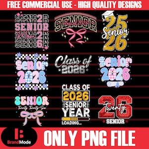Senior 2026 Png Bundle, Class of 2026 Png, High School Png, Senior 2026 Png, Graduation 2026 Png, Senior Coquette Bow Png, Senior Mom