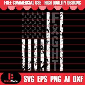 Skin Cancer Fight USA Flag Svg, Cancer Ribbon Svg, Skin Cancer Awareness SVG, BLACK Cancer Ribbon svg, svg cut file for Cricut Silhouette
