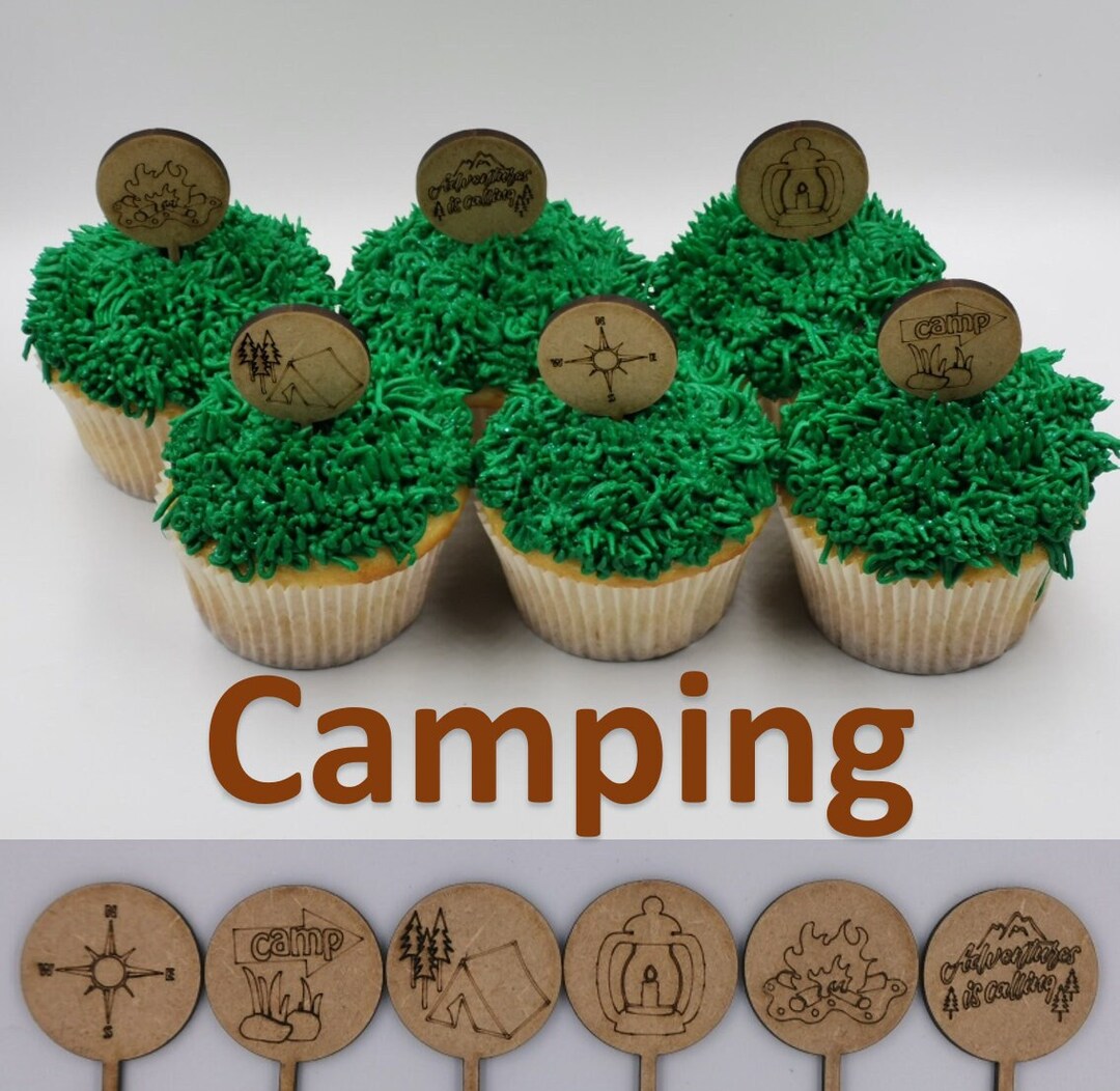 Camping Cupcake Toppers Digital Files Etsy