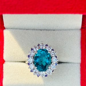 Lab Paraiba Tourmaline Ring/ Engagement Ring/ 925 Sterling Silver Ring/ Gifts For Her/ Wedding Ring/ Tourmaline Ring/ Handmade Ring