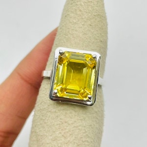Lab Citrine Engagement Ring/ 925 Sterling Silver/ Birthstone Ring/ Mens Gifts Ring/ Proposal Ring/ Handmade Citrine Ring/ Gifts For Her