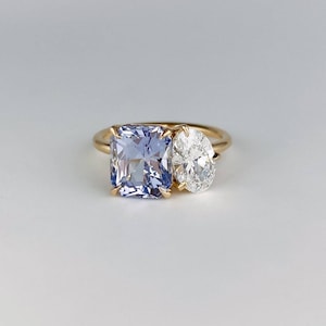 Moissanite & Tanzanite ring/925 Sterling Silver/ Engagement Band / Christmas Ring / Wedding Band / Gifts For Her /  Personalised Jewellery /