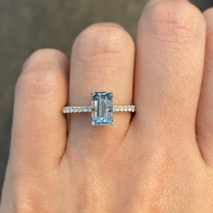 Baguette Aquamarine Proposal Ring/ Handmade Aquamarine Ring/ 925 Sterling Silver Ring/ Engagement Ring/ Wedding Ring/ Gifts For Mom