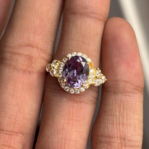 Handmade Alexandrite Ring: Oval Cut, Gold Plated 925 Sterling Silver