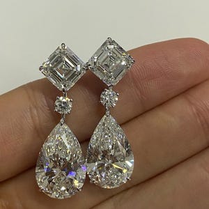 12x16 MM Moissanite Earrings 925 Sterling Silver Asscher Cut Moissanite Stud Earrings Handmade Moissanite Earrings Gifts For Her Woman Gifts