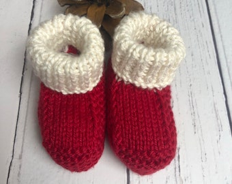 Handmade baby booties, Christmas baby shoes, newborn, Red booties, Blue Booties