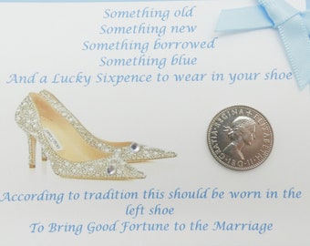 Lucky sixpence for your wedding, Wedding sixpence gift, Wedding favours, Sixpence for the bride, Brides lucky sixpence, Something blue gift