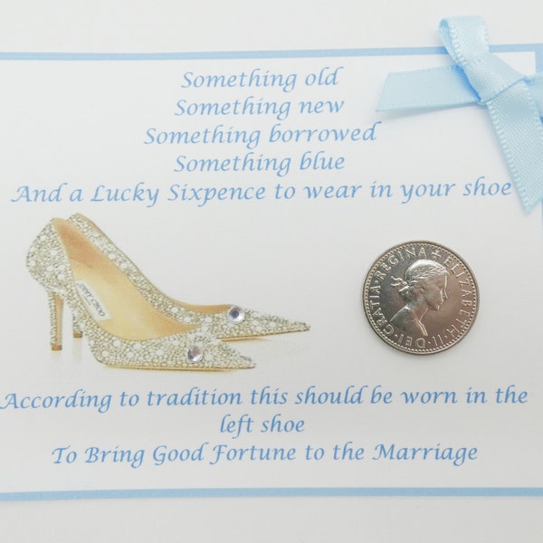Lucky sixpence for your wedding, Wedding sixpence gift, Wedding favours, Sixpence for the bride, Brides lucky sixpence, Something blue gift