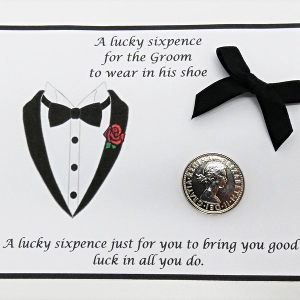 Lucky sixpence for the Groom. Lucky sixpence gift. Sixpence coin. Money gift. Gifts for the groom. Wedding favors. Weddings gifts. Coins