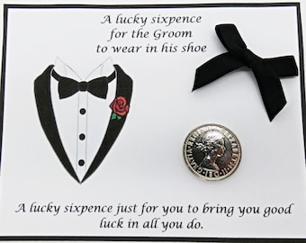 Lucky sixpence for the Groom. Lucky sixpence gift. Sixpence coin. Money gift. Gifts for the groom. Wedding favors. Weddings gifts. Coins